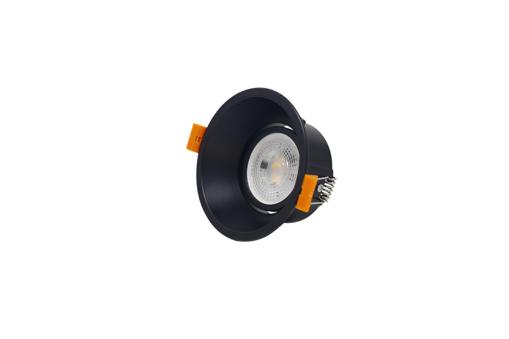 Ojo de Buey MR16/GU10, Rim Minimo, Negro, Ajustable IP20 3000K Constr Aluminio, Bombillo Incl