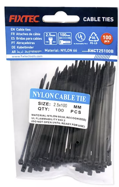 Tie Wrap 100 Unid 4.6x300mm Negro