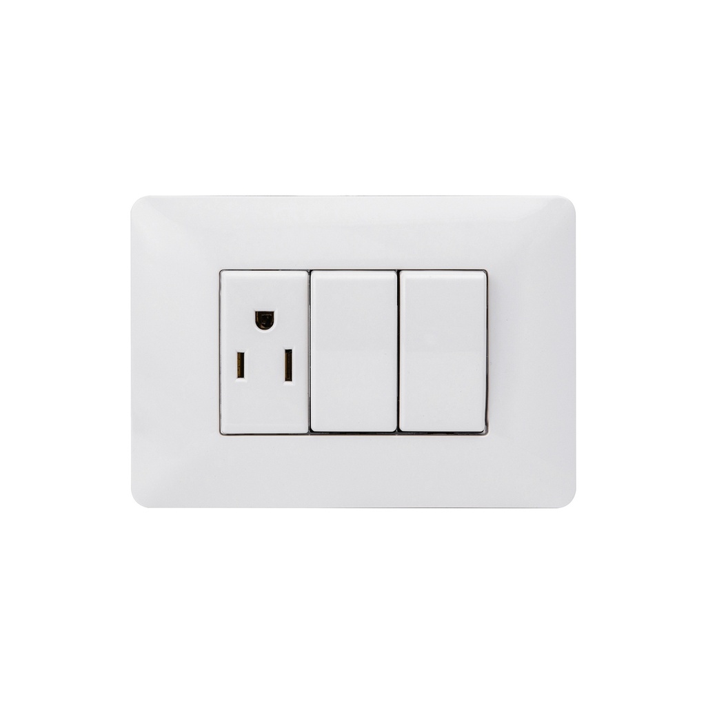Tomacorriente y Dos Switch Modena Elettrica 10A/110-250V