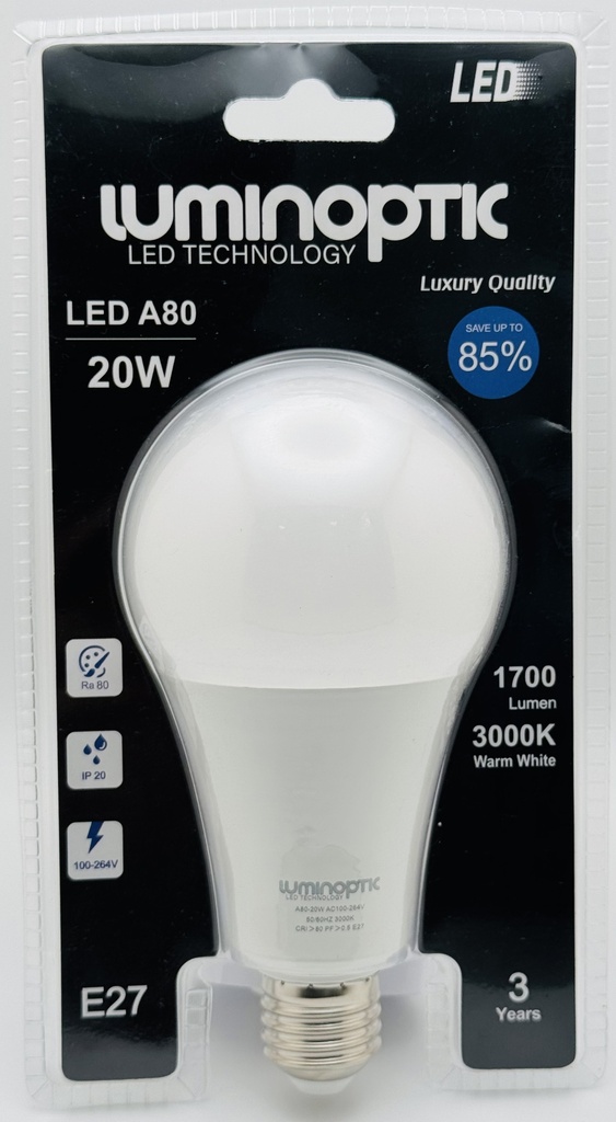 Bombillo 20W/A80/3000K Blister