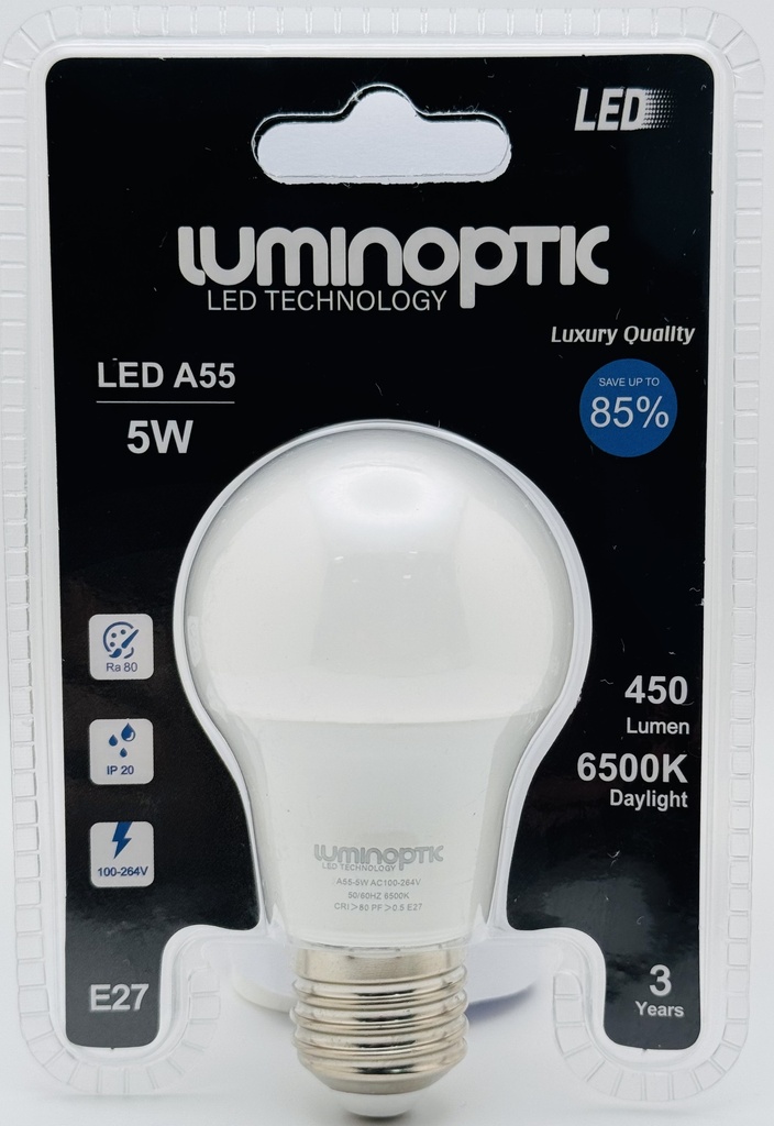 Bombillo 5W/A55/6500K Blister