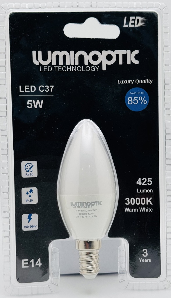 Bombillo 5W/C37/E14/3000K