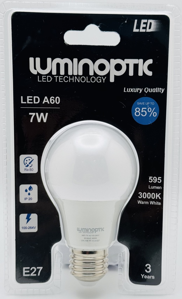 Bombillo 7W/A60/3000K Blister