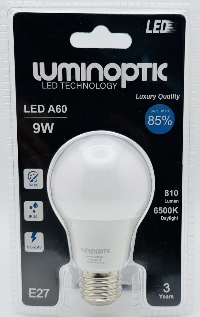 Bombillo 9W/A60/6500K Blister