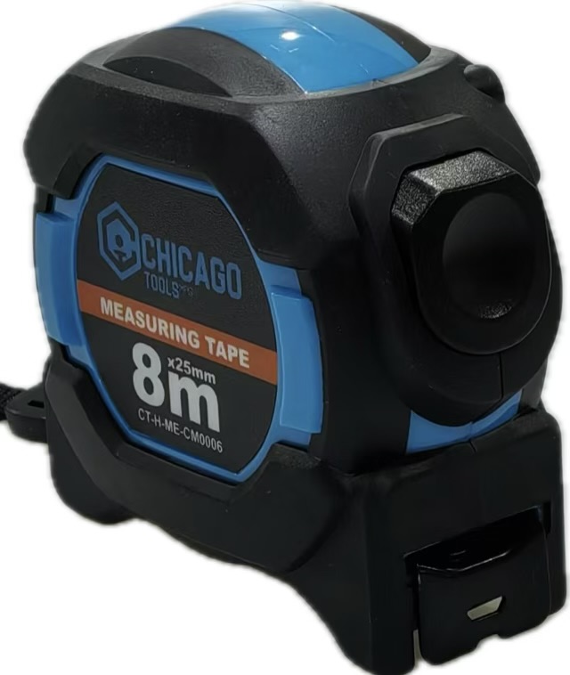 Cinta Metrica Chicago 8M x 25mm ABS con TPR Suave y AutoStop