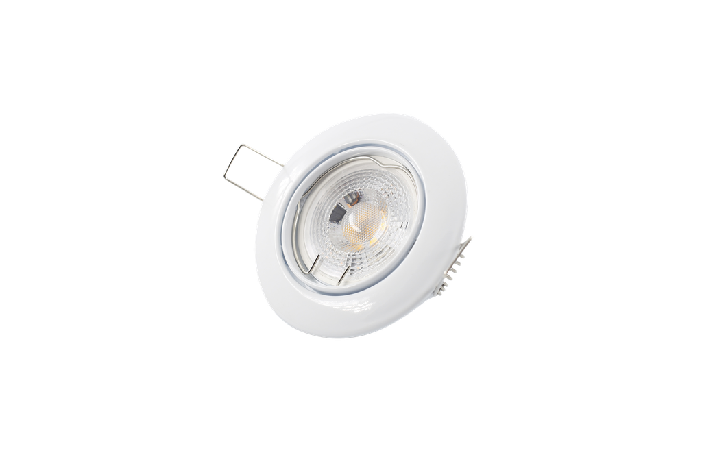 Ojo de Buey MR16/GU10, Blanco, Ajustable IP20 3000K Constr Aluminio, Bombillo Incl