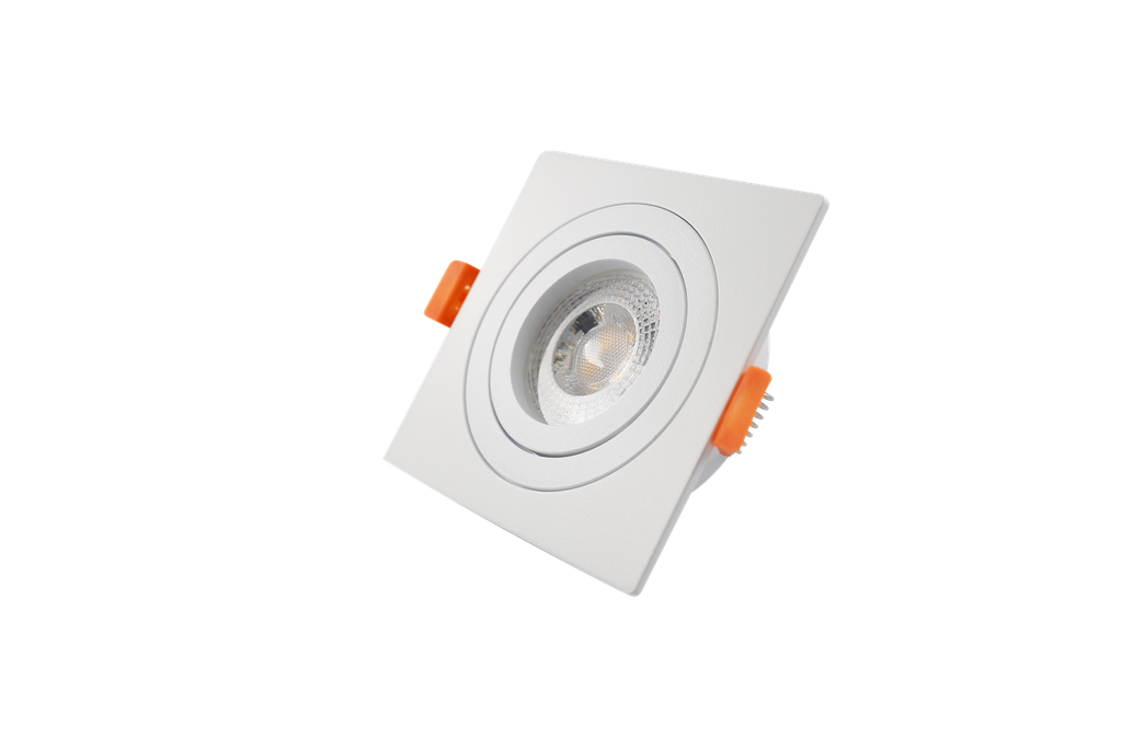 Ojo de Buey MR16/GU10, Cuadrado, Blanco, Ajustable IP20 3000K Constr Aluminio, Bombillo Incl