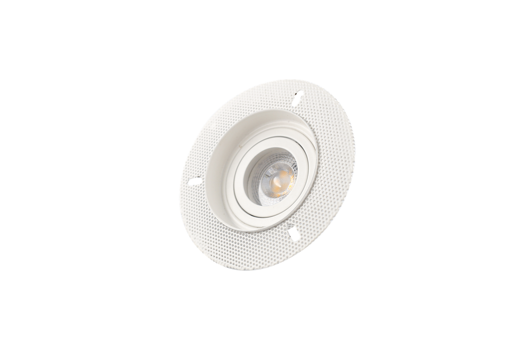 Ojo de Buey Rimless (escondido en plafon), Ajustable, MR16/GU10, Blanco 3000K Constr Aluminio, Bombillo Incl