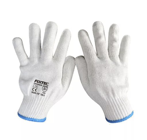 [10207] Guantes de Algodon Fixtec 10" De Trabajo Paq 12