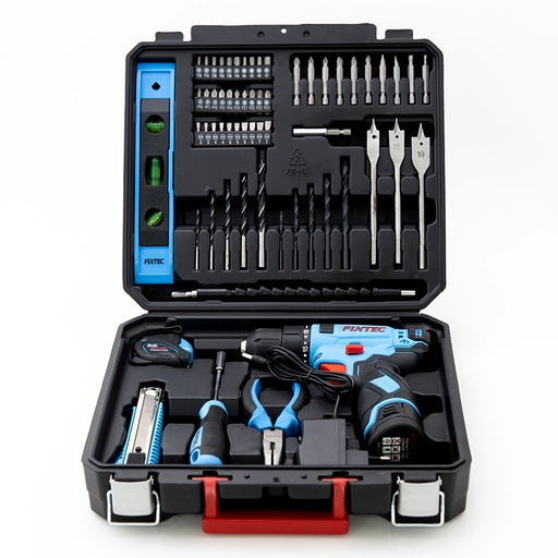[10231] Kit Taladro/Atornillador 12V, 3/8", y Juego Herramientas 60pc 1400rpm 60 pc, bateria 1500 mAH