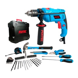[10232] Juego de Taladro y Herramientas 50 piezas: Taladro de Impacto 600W, 1/2", 3000rpm/48000bpm y Caja de 50 piezas con sus herramientas.