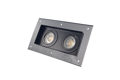 [10393] Ojo de Buey Doble, Rimless (escondido en plafon),Rectangular, Ajustable, MR16/GU10, Negro, 3000K Constr Aluminio, Bombillo Incl