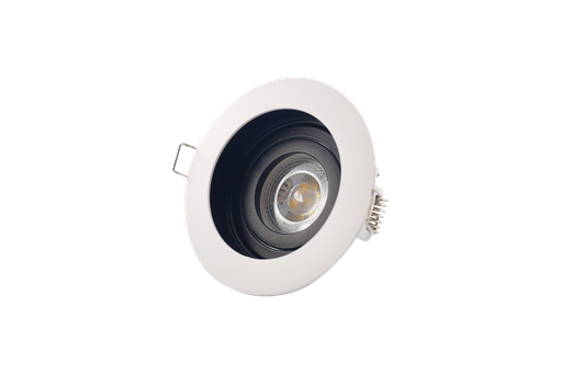 [10398] Ojo de Buey MR16/GU10, Blanco/Int Negro, Ajustable IP20 3000K Constr Aluminio, Bombillo Incl