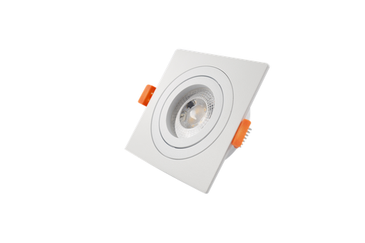 [10399] Ojo de Buey MR16/GU10, Cuadrado, Blanco, Ajustable IP20 3000K Constr Aluminio, Bombillo Incl