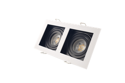 [10401] Ojo de Buey MR16/GU10, Rectangular Doble, Blanco/Int Negro, Ajustable IP20 3000K Constr Aluminio, Bombillo Incl