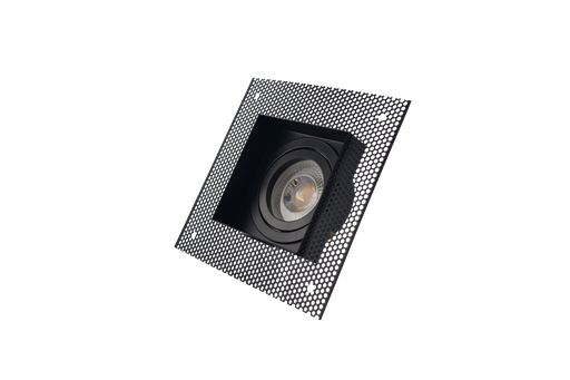 [10407] Ojo de Buey Rimless (escondido en plafon), Cuadrado, Ajustable, MR16/GU10, Negro 3000K Constr Aluminio, Bombillo Incl