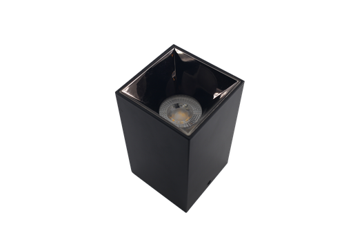 [10410] Ojo de Buey Superficie de Exterior, MR16/GU10 Cuadrado Negro 3000K Constr Aluminio, Bombillo Incl