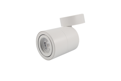 [10411] Ojo de Buey Superficie, Cilindrico, Ajustable, MR16/GU10, Blanco 3000K Constr Aluminio, Bombillo Incl