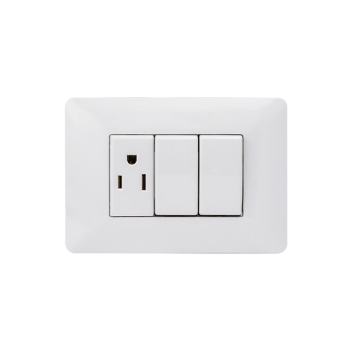 [10663] Tomacorriente y Dos Switch Modena Elettrica 10A/110-250V