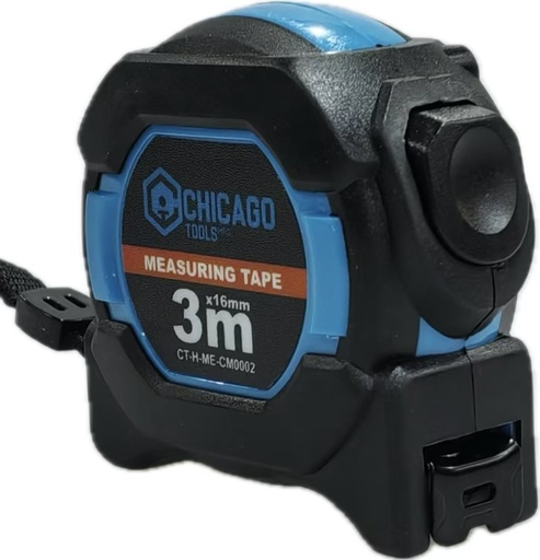 [10107] Cinta Metrica Chicago 3M x 16mm ABS con TPR Suave y AutoStop
